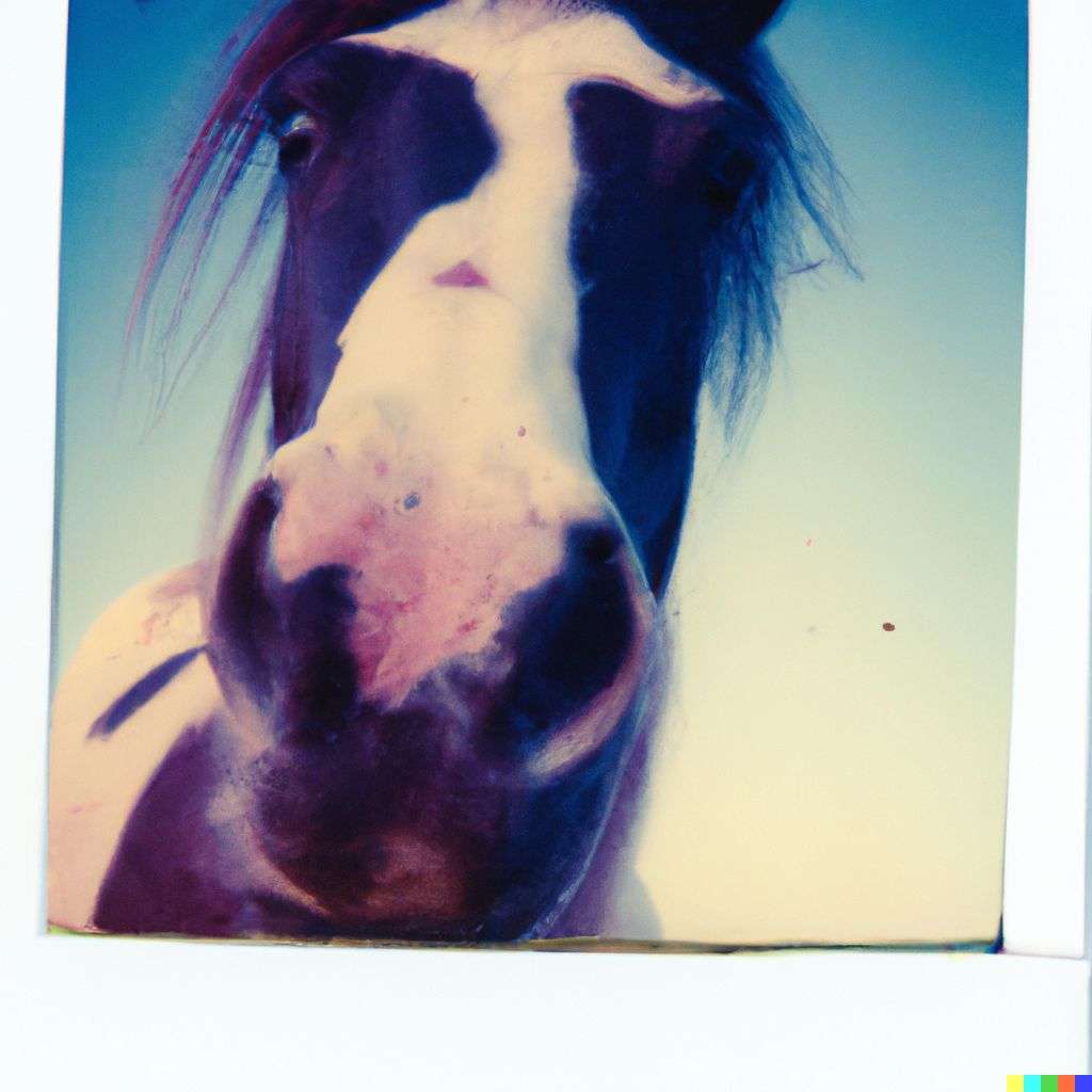 a horse, photograph, Polaroid